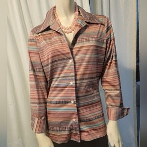 Elegant Multicolor Striped Women's Blouse